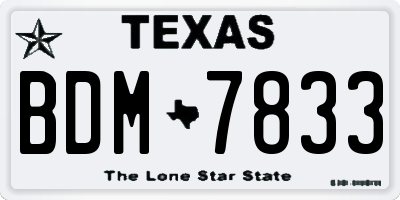 TX license plate BDM7833