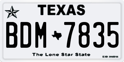 TX license plate BDM7835