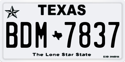 TX license plate BDM7837
