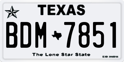 TX license plate BDM7851