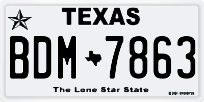 TX license plate BDM7863