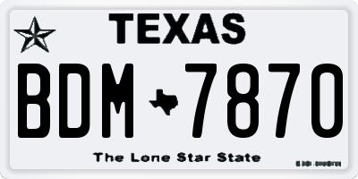TX license plate BDM7870