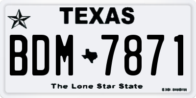 TX license plate BDM7871
