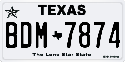 TX license plate BDM7874