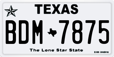 TX license plate BDM7875