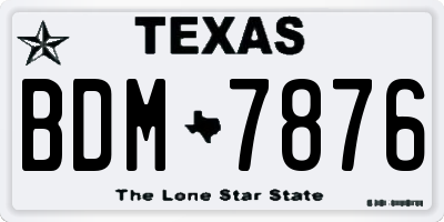 TX license plate BDM7876