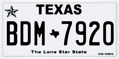 TX license plate BDM7920