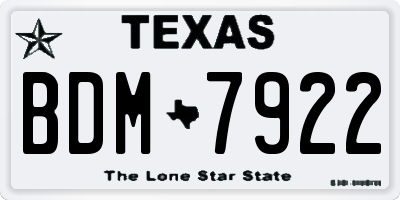 TX license plate BDM7922