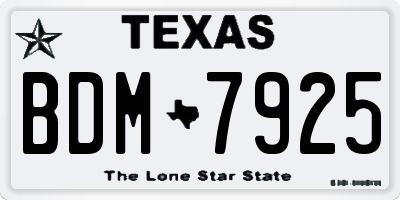 TX license plate BDM7925