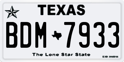 TX license plate BDM7933