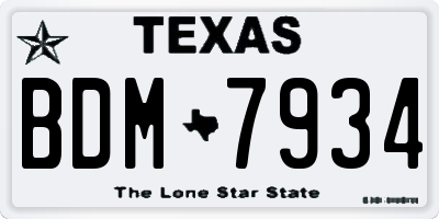 TX license plate BDM7934