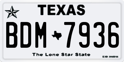 TX license plate BDM7936
