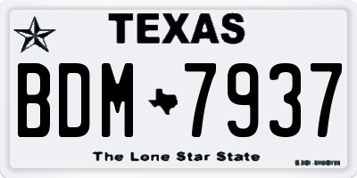 TX license plate BDM7937