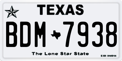 TX license plate BDM7938