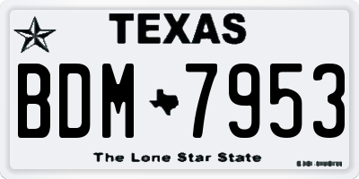 TX license plate BDM7953