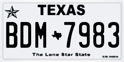 TX license plate BDM7983