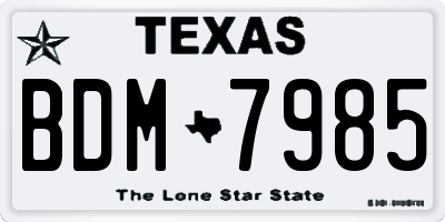 TX license plate BDM7985