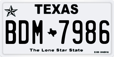 TX license plate BDM7986