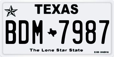 TX license plate BDM7987