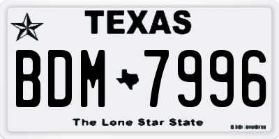 TX license plate BDM7996