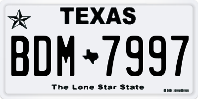 TX license plate BDM7997