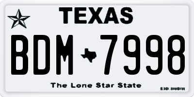 TX license plate BDM7998