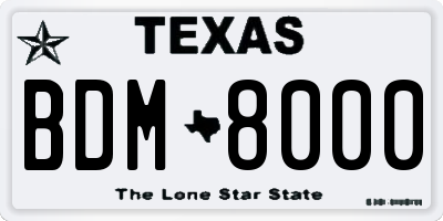 TX license plate BDM8000