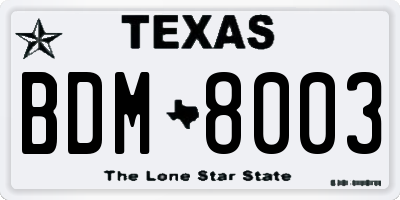 TX license plate BDM8003