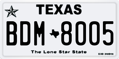 TX license plate BDM8005