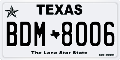 TX license plate BDM8006