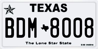 TX license plate BDM8008
