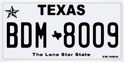TX license plate BDM8009