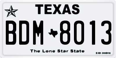 TX license plate BDM8013