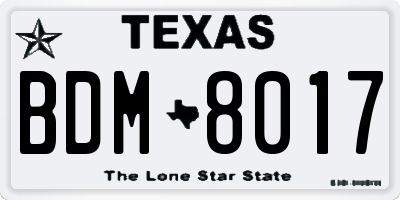 TX license plate BDM8017