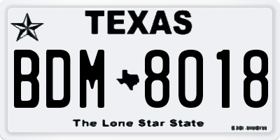 TX license plate BDM8018