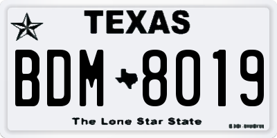 TX license plate BDM8019