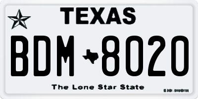 TX license plate BDM8020