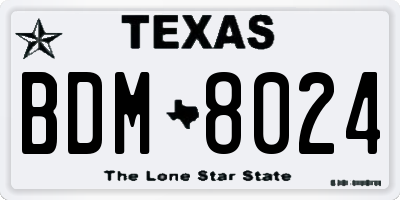 TX license plate BDM8024