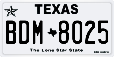 TX license plate BDM8025