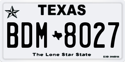 TX license plate BDM8027