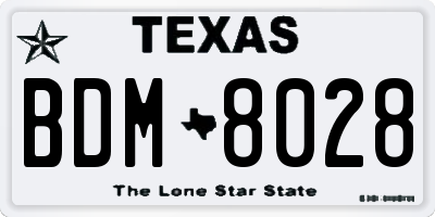 TX license plate BDM8028