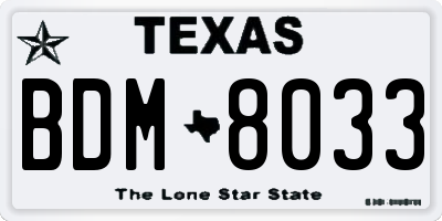 TX license plate BDM8033