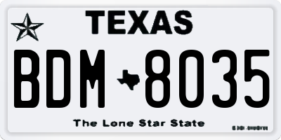 TX license plate BDM8035