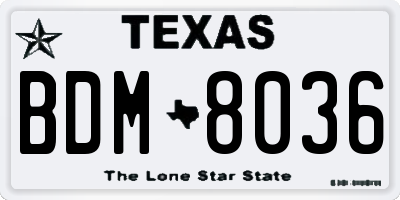 TX license plate BDM8036