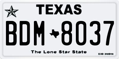 TX license plate BDM8037