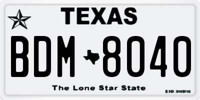 TX license plate BDM8040