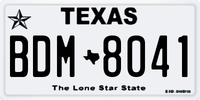 TX license plate BDM8041