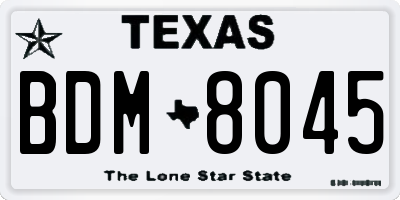 TX license plate BDM8045