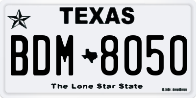 TX license plate BDM8050