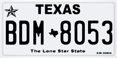 TX license plate BDM8053